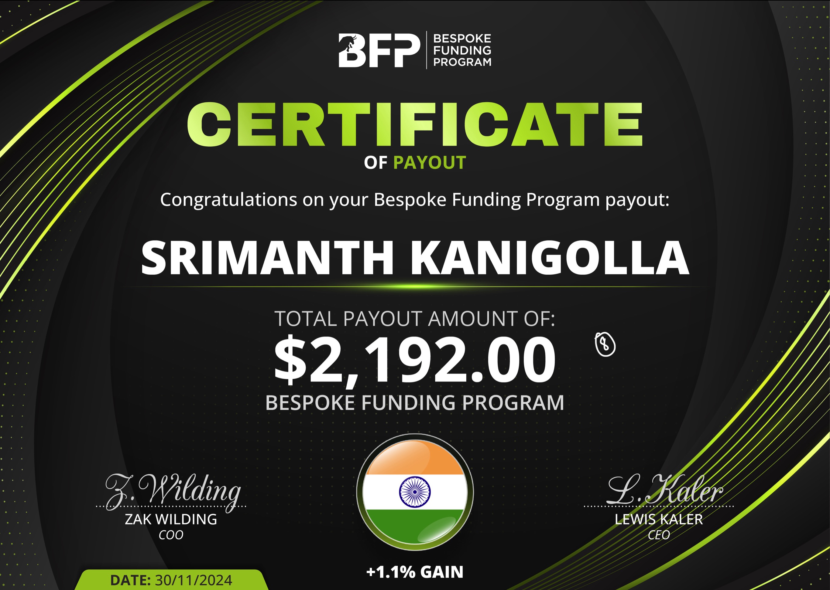 Payout Certificate 11