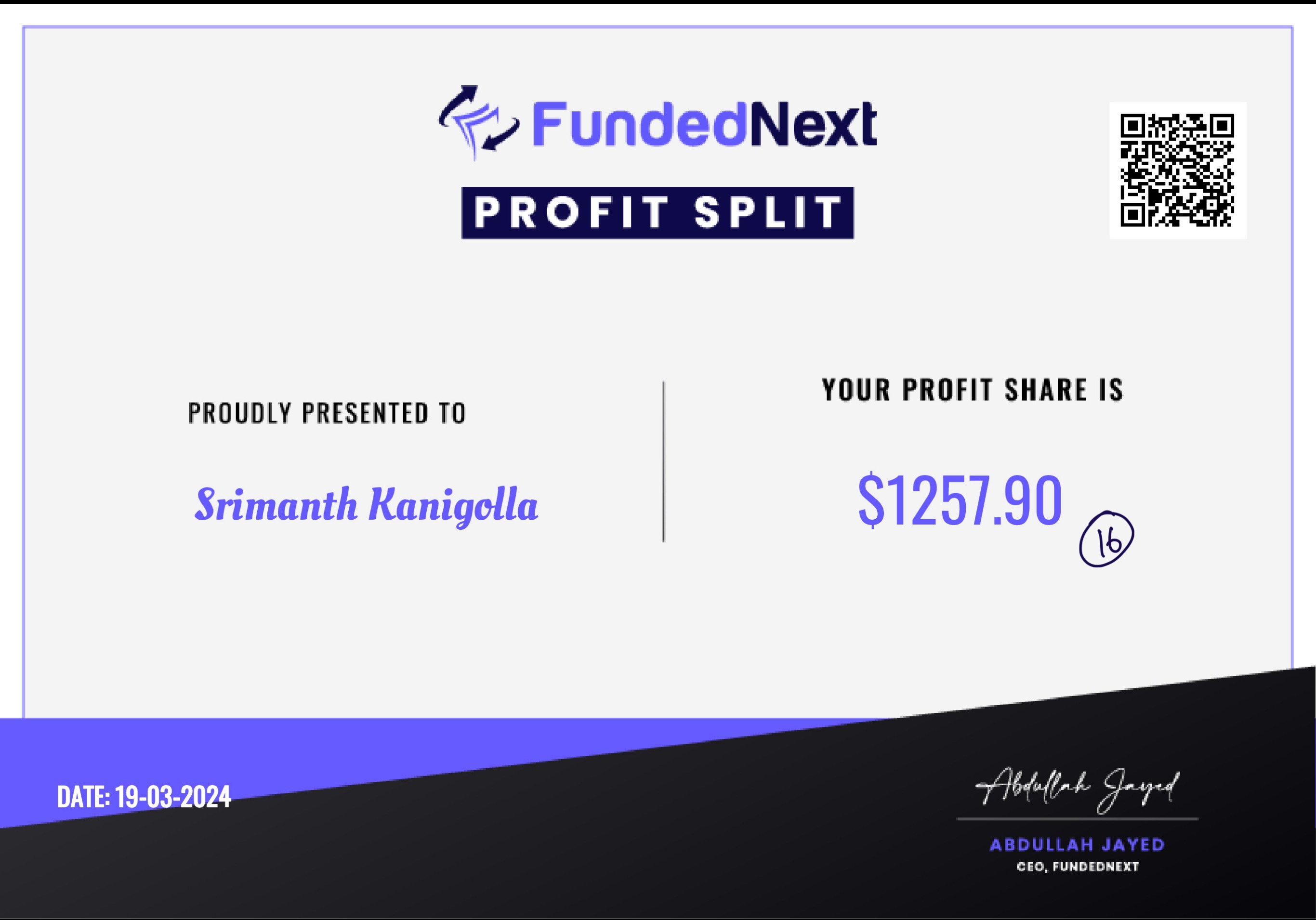 Payout Certificate 25