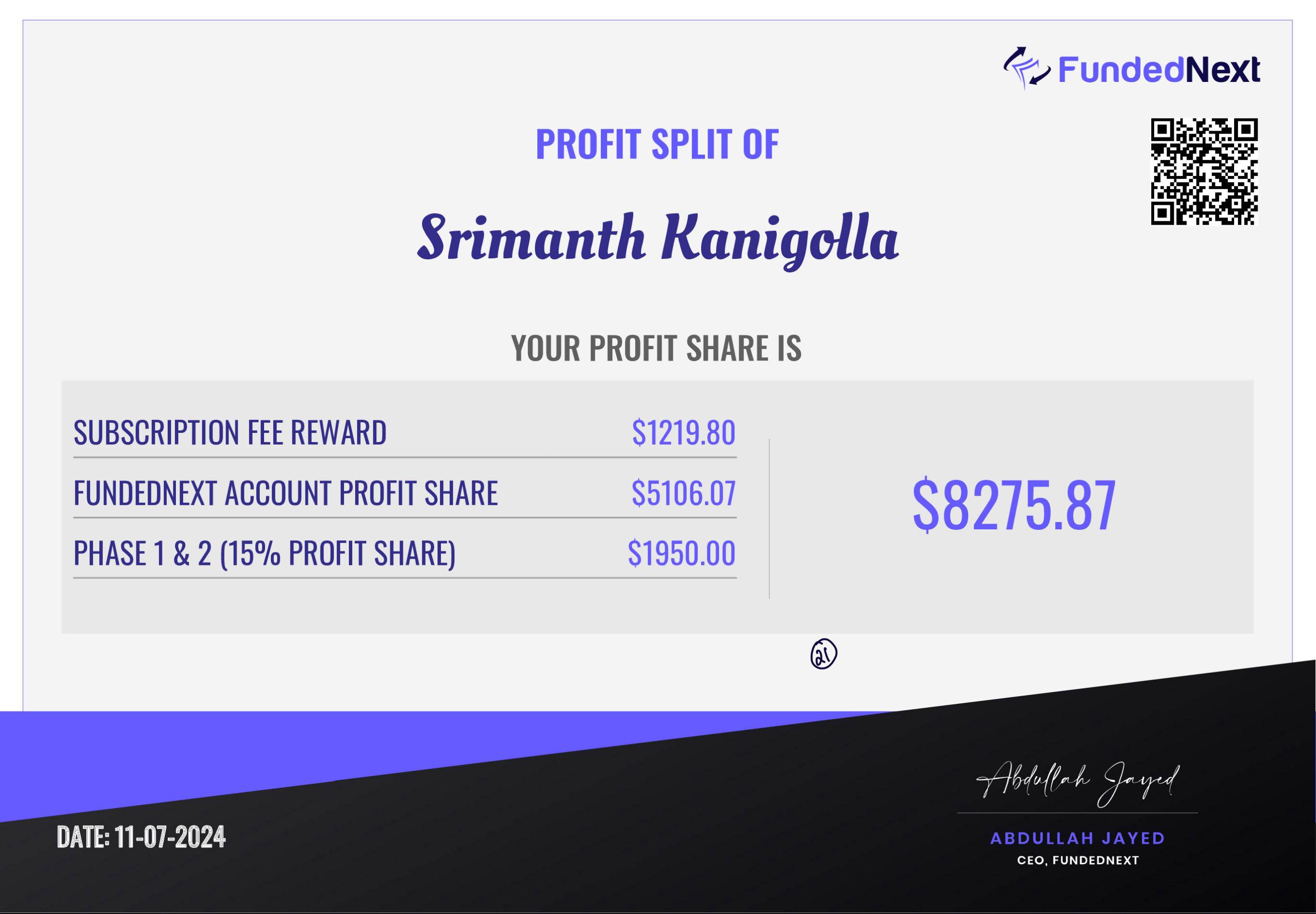 Payout Certificate 3